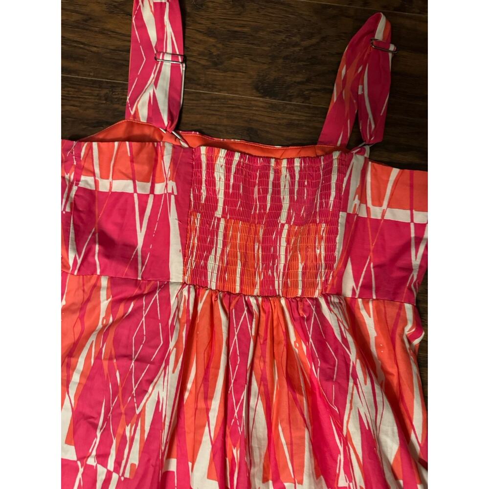 London Times Roya Maxi Dress Pink Orange Square Neck Cotton Sz:10 Beach - Picture 10 of 10